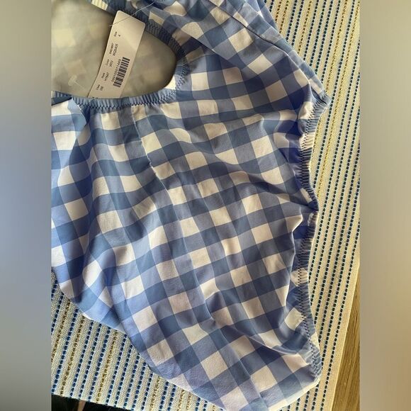 J. CREW Swimsuit Womens Size 4 Gingham Check White And Light Blue One Piece - Picture 11 of 13